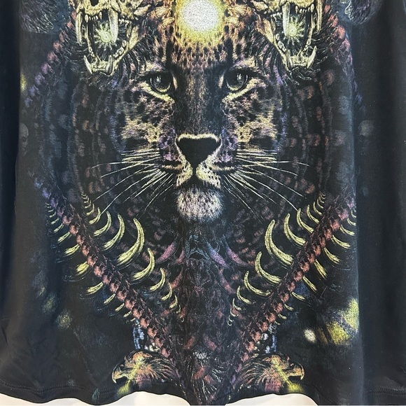 The Kooples Enchanted Tiger Black Short Sleeve Black T-shirt Size Small - Picture 10 of 10